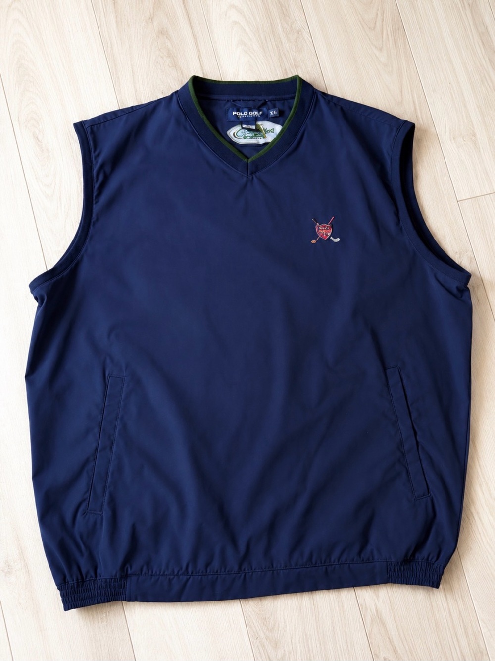 Ralph Lauren Navy Sleeveless Golf Vest with Green Trim